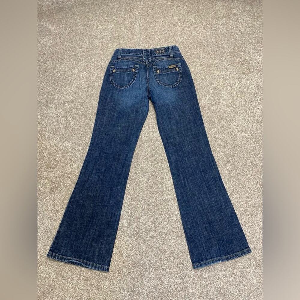 Y2K grunge vtg streetwear H-I-S jeans bootcut 32x31 mid rise dark wash stretch